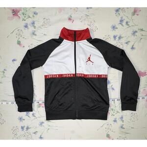 Air Jordan Youth 3-4 Track Jacket Full Zip Black White Red Jumpman